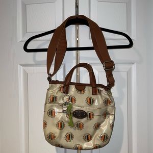 Fossil Key-Per Coated Canvas & Leather Rainbow Crossbody Bag